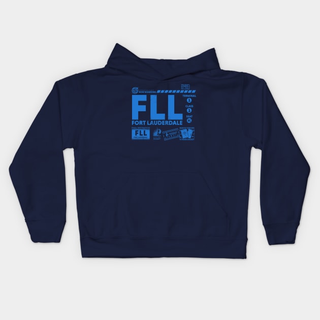 Vintage Fort Lauderdale FLL Airport Code Travel Day Retro Travel Tag Kids Hoodie by Now Boarding